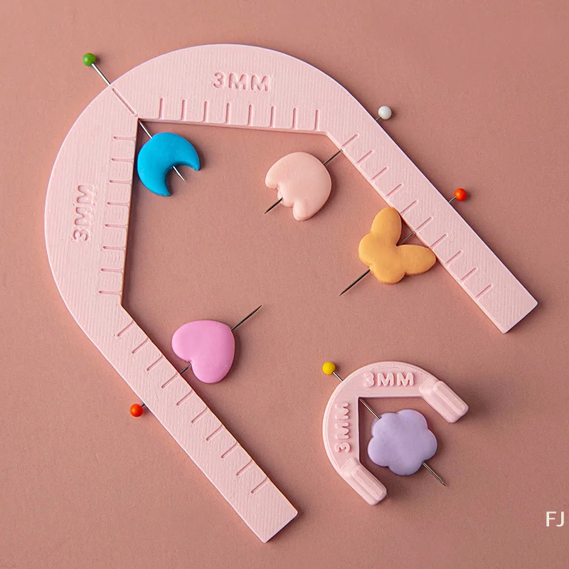 [YU]Soft Ceramic Earrings Drilling Guider/Pendant Perforated Auxiliary Tool With Scale Clay Thickness Balance Ruler 3/4/5MM