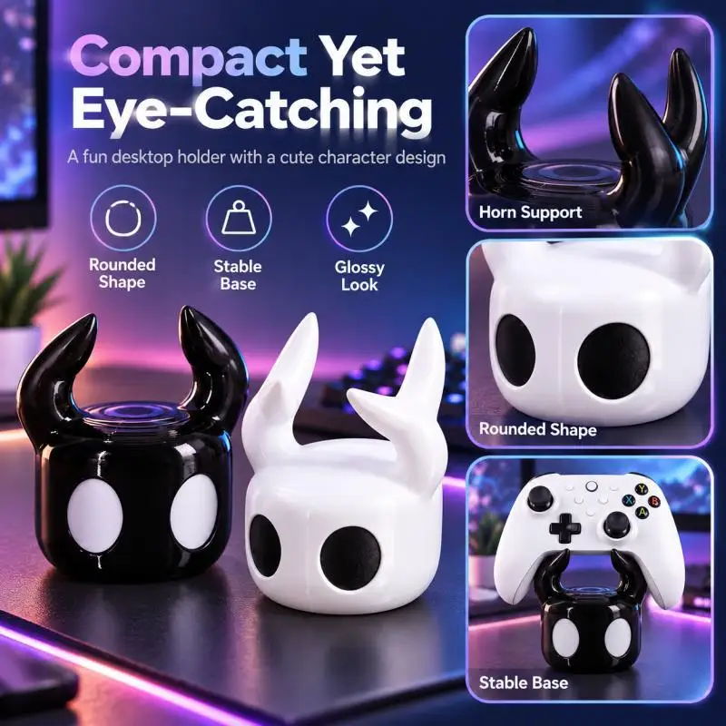 Cute Horned Game Controller Stand, Desktop Gamepad Holder for PS5 Xbox Switch Pro, Gaming Desk Display Decor - view 3