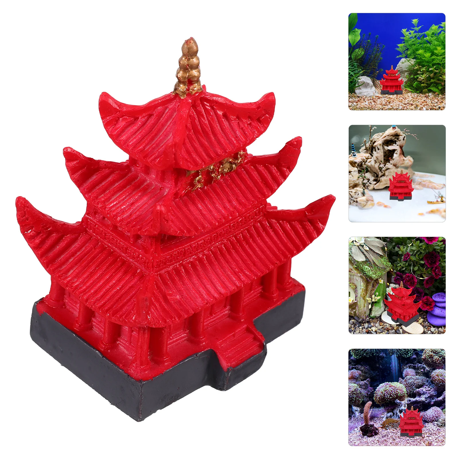 

Aquarium Resin Pagoda Decoration Mini Statue Cave Hideouts House Plants Accessories Betta Fish Tank Decor Fishing House