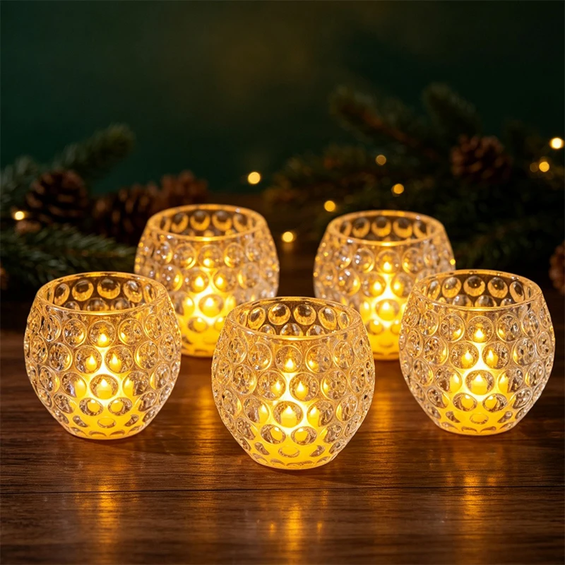 Christmas Crystal Honeycomb LED Candle Lamp Halloween Home Table Decor Night Light Festival Atmosphere Ornament