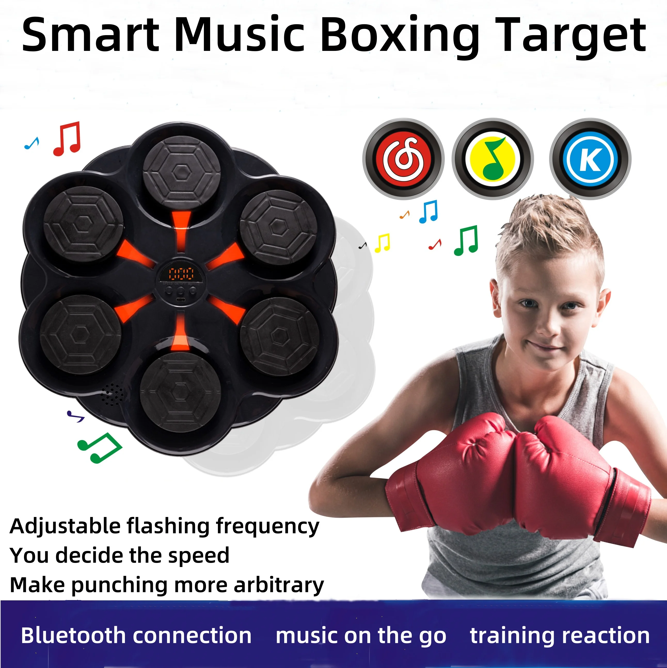 Smart Bluetooth Music Boxing Target Children\'s Music Boxing Machine Adult Home Fitness Electronic Boxing Wall Target Training