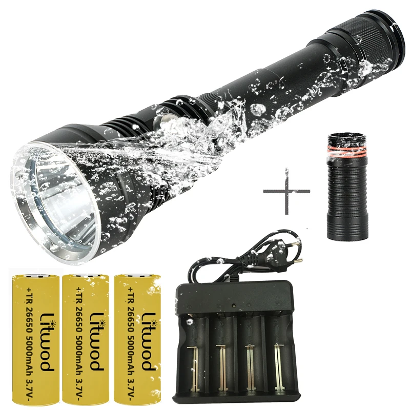 

Military Grade XHP70 Super Bright Diving Swimming Led Flashlight Torch Waterproof IPX8 Underwater 80m Power 3pcs 18650 Battery