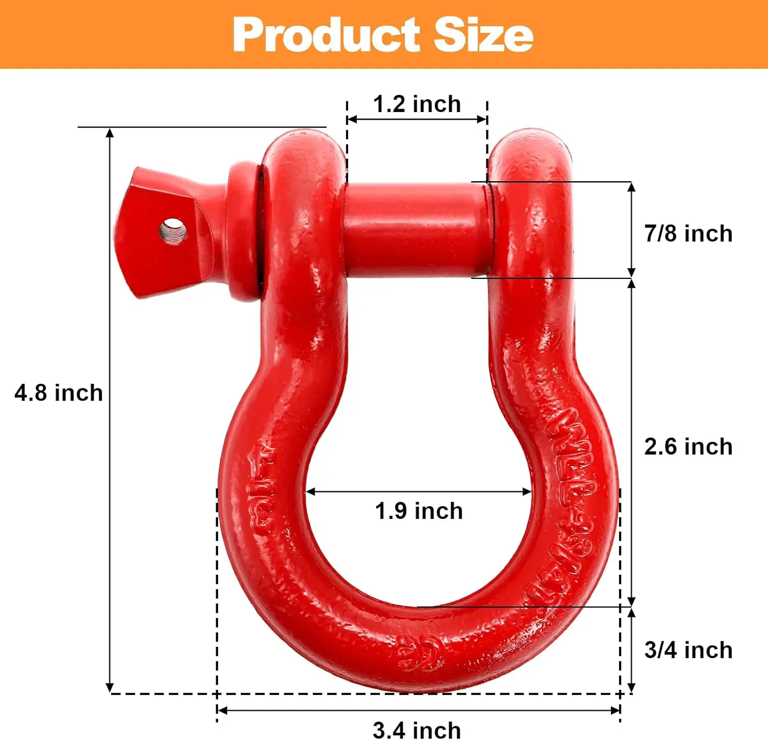 3 Pack D Ring Shackles 3/4