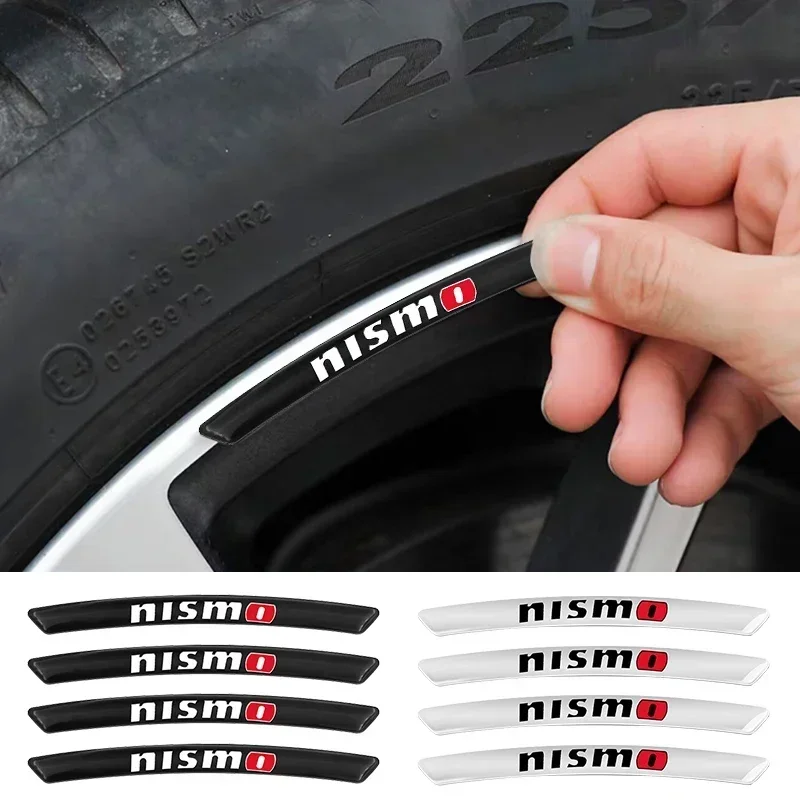 4Pcs car wheel hub stickers tire decoration logo stickers wheel eyebrows For Nissan Nismo Tiida Teana GTR Juke Versa Almera