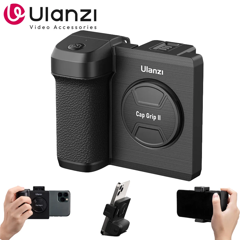 Ulanzi CapGrip II Smartphone Handheld Selfie Booster Hand grip Bluetooth Remote Control Phone Shutter for iPhone Android Phone