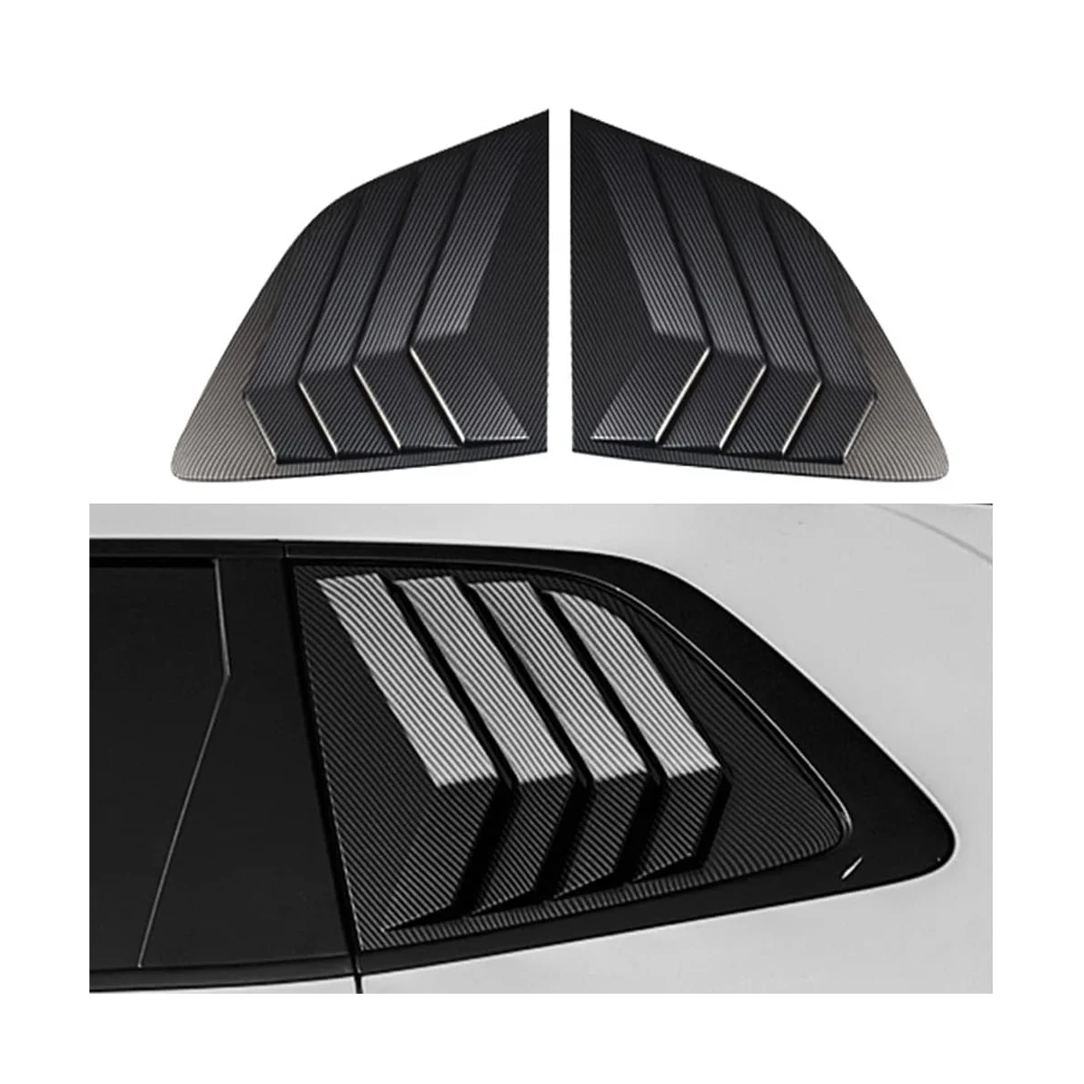 2PCS Racing Style Rear Side Window Louvers Air Vent Scoop Shades Panel Cover Trim for Honda CRV 2023, ABS Carbon