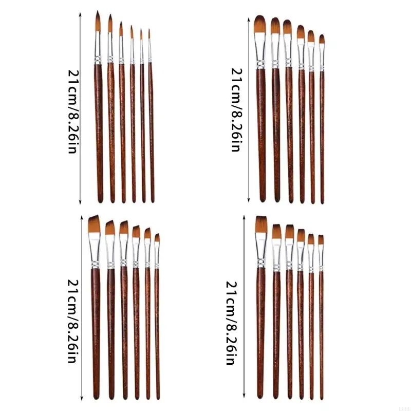 E65E 6PCS Professional Paint Brush Brush Pain