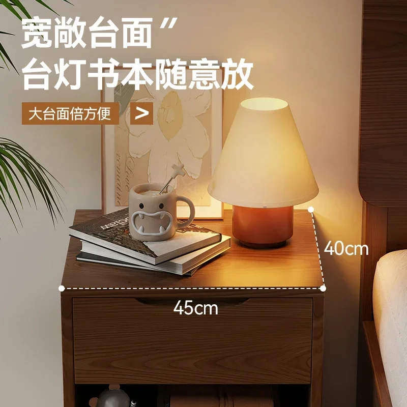 Simple Storage Cabinet for Home Bedroom, Antique Style Solid Wood Bedside Table, Small Walnut Color Storage Cabinet