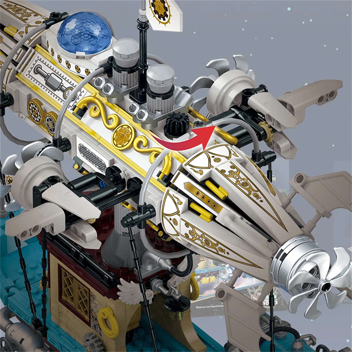 1256 pçs técnico criativo vapor punk mecânica dirigível blocos de construção kit brinquedo para meninos ornamento modelo montagem educacional