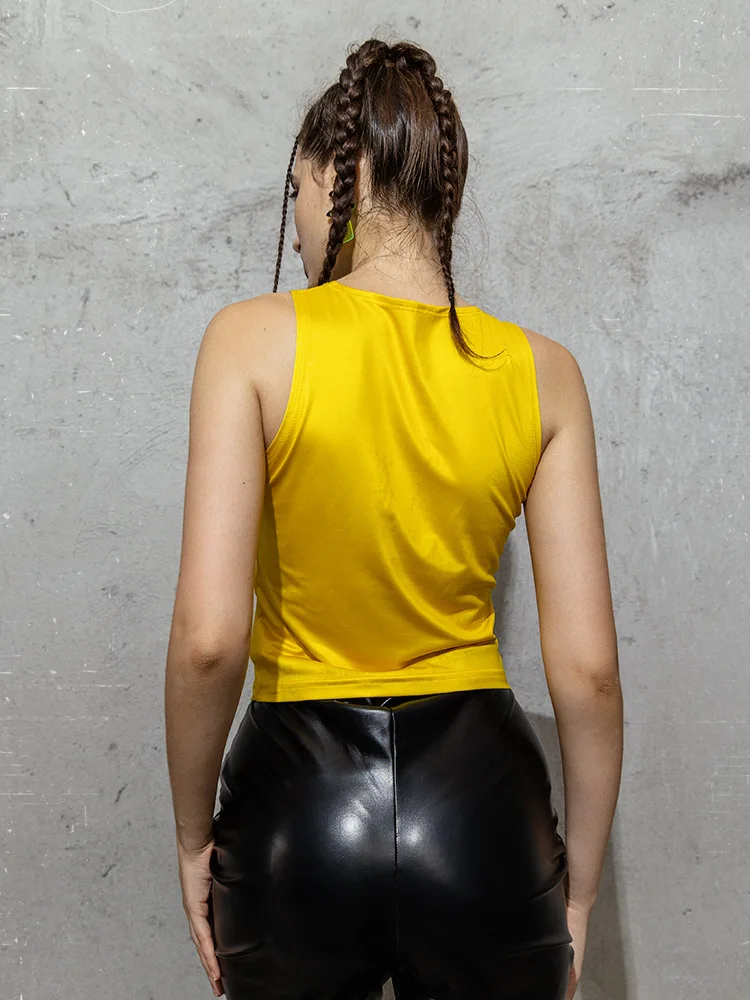 Nibber carta impressão colete feminino retalhos o pescoço magro desportivo verão tendência rua simples clássico hottie estilo hip-hop topos diários