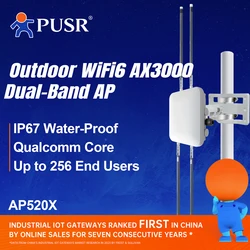 PUSR WiFi6 AX3000 AP exterior de doble banda con IP67 resistente al agua hasta 256 dispositivo cliente punto de acceso inalámbrico AP520X