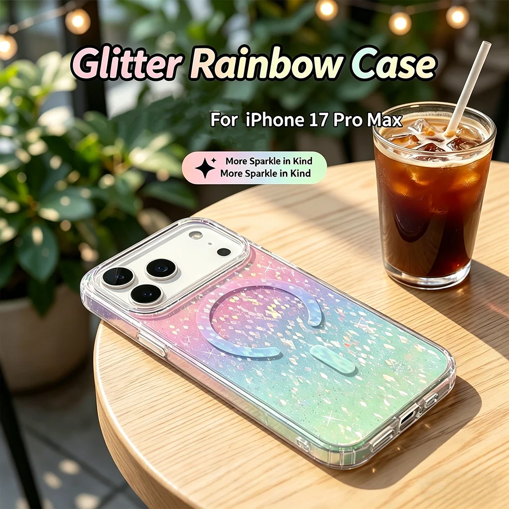Luxury Diamond Pattern Reflective Laser Magnetic Case For iP