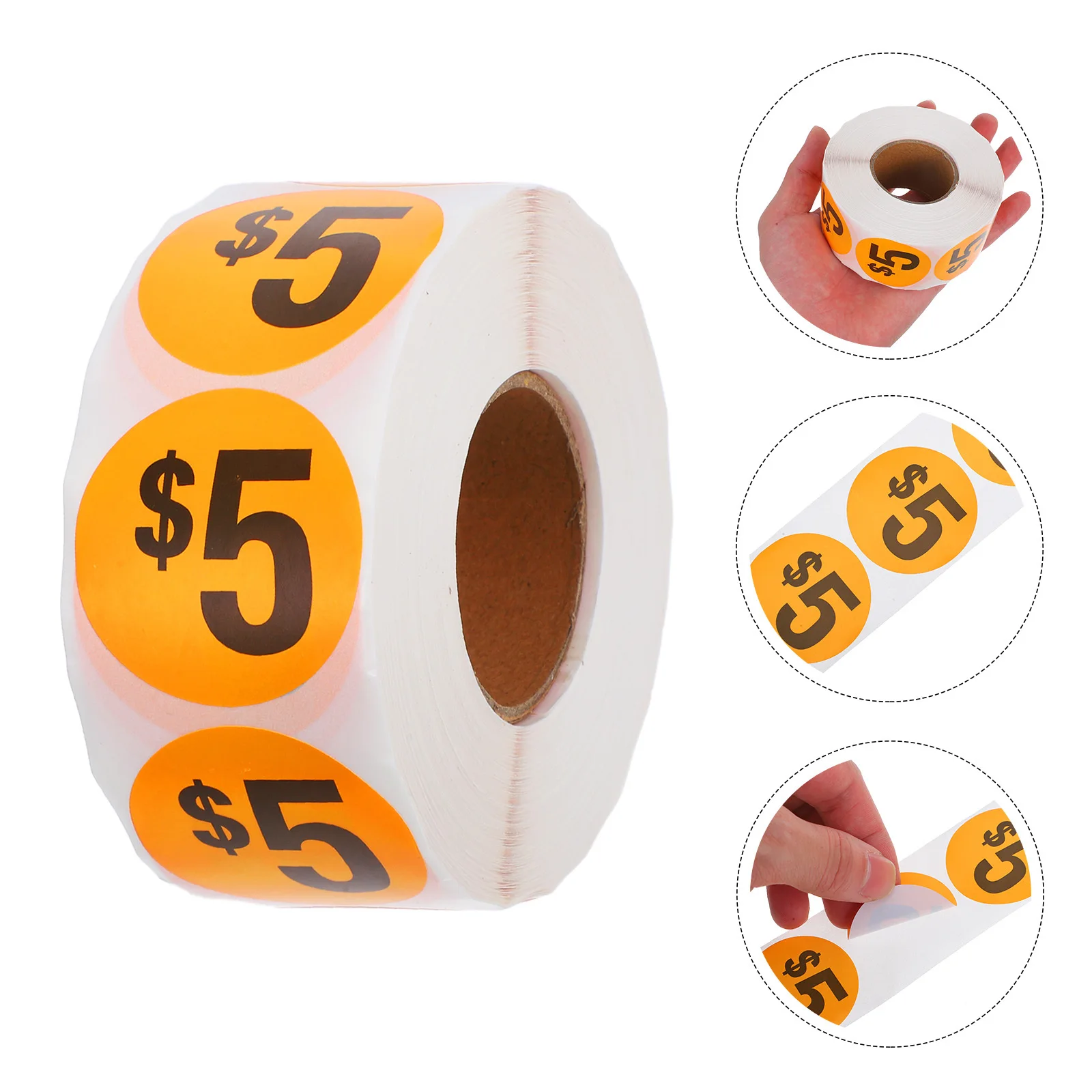 1000 Pcs Pricing Stickers Dot Label Orange Glassine Paper Easy-to-read for Sales