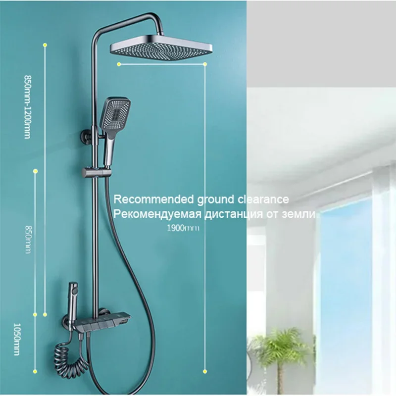 Imagem -06 - White Digital Display Thermostatic Shower Faucet Grupo Chuva de Latão Torneira para Banheira para Banheiro Misturador com Prateleira Hidrelétrica