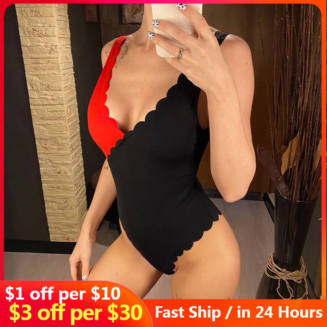 

2021 Sexy One Piece Swimsuit Push Up Swimwear Women Ruffle Monokini Adjustable Shoulder Swimsuit Bodysuit Bathing Suit Swim Wear