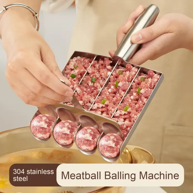 Stainless Steel Meatball Maker, Fish Ball and Shrimp Paste Molds, Perfect for Rice Balls and Meat Filling Dishes, Essential, 304