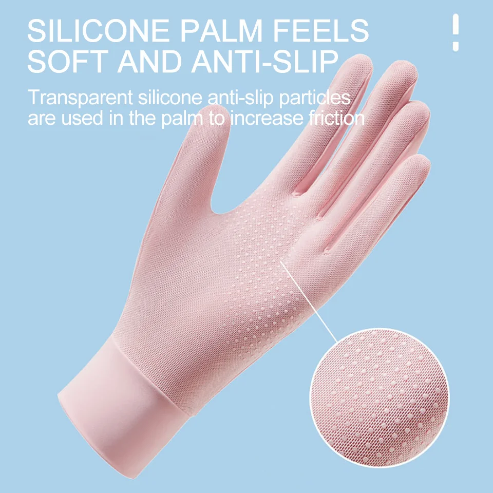 NOFOXO Summer Lady Sunscreen Ice Silk Gloves Sun Protection Gloves Breathable Touchscreen Non Slip Anti-UV Gloves For Women
