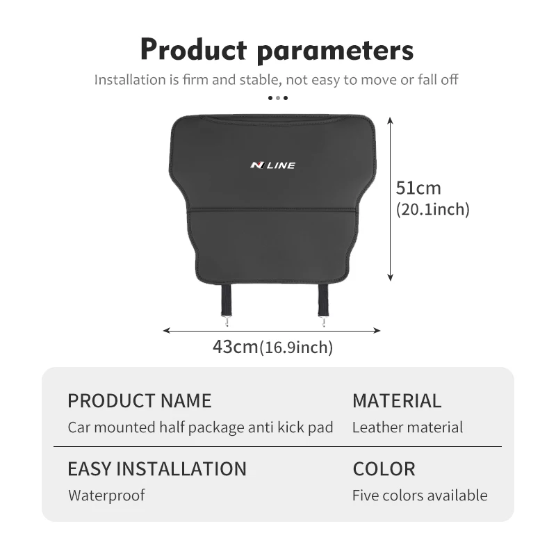 Car Seat Anti-Kick Mat Anti Dirty Pad Cushion Protector Cover For Hyundai N Line Tuscon NX4 I20 I30 I10 Sonata Elantra view 6
