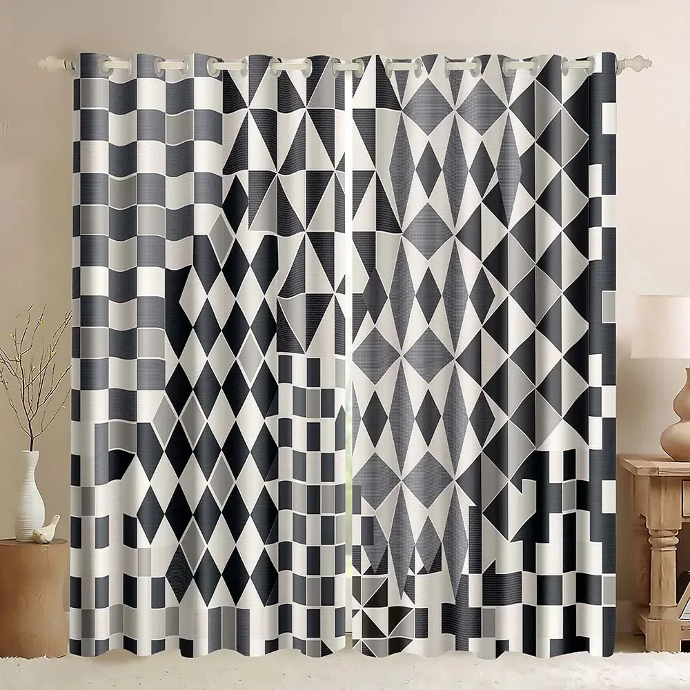 

Геометрические шторы для окон, 3D-рендеринг, абстрактное искусство, затемняющие шторы, геометрические прямоугольники, современные шторы для окон, геометрические кубы