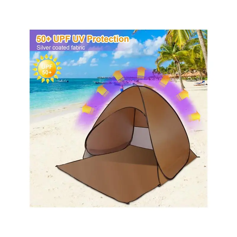 

Всплывающая пляжная палатка, солнцезащитный козырек, автоматический водонепроницаемый навес с защитой от УФ-излучения для 2-3 человек, с сетчатым окном и сумкой для хранения для