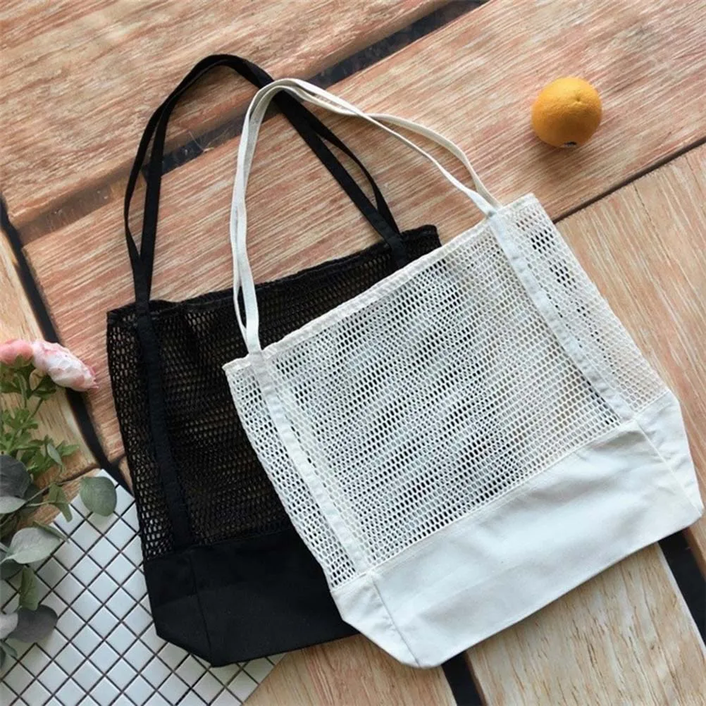 

Mesh Shopping Bag Organizer Reusable Washable Mesh Grocery Vegetable Fruit Bag Shopping Handbag Beach Bag Long Handle Net Tote (