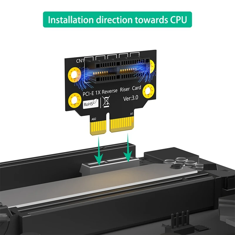 Nuovo! !PCI-E 1X 3.0 Scheda riser maschio-femmina inversa da 90 gradi per server 2U (di direzione dell'installazione verso la CPU)