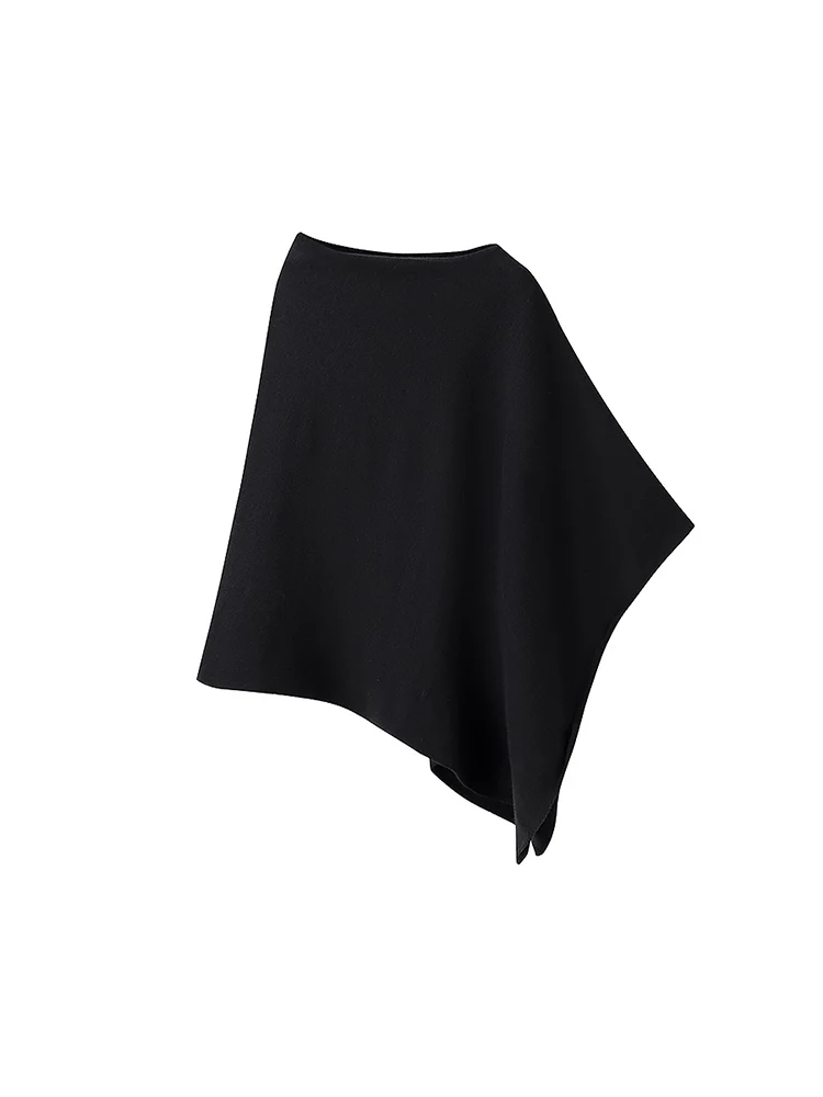 Willshela Women Fashion Solid Pullover Knitted Cape Sweater Vintage O-Neck Sleeveless Female Chic Lady Tops