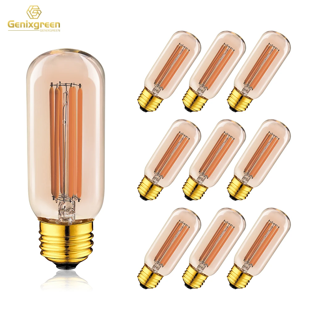 Vintage T45 Dimmable LED Long Tube Bulb 6W E27 110V 220V 2200K Warm Yellow Filament Tubular Lamp For Chandelier Pendant Lighting