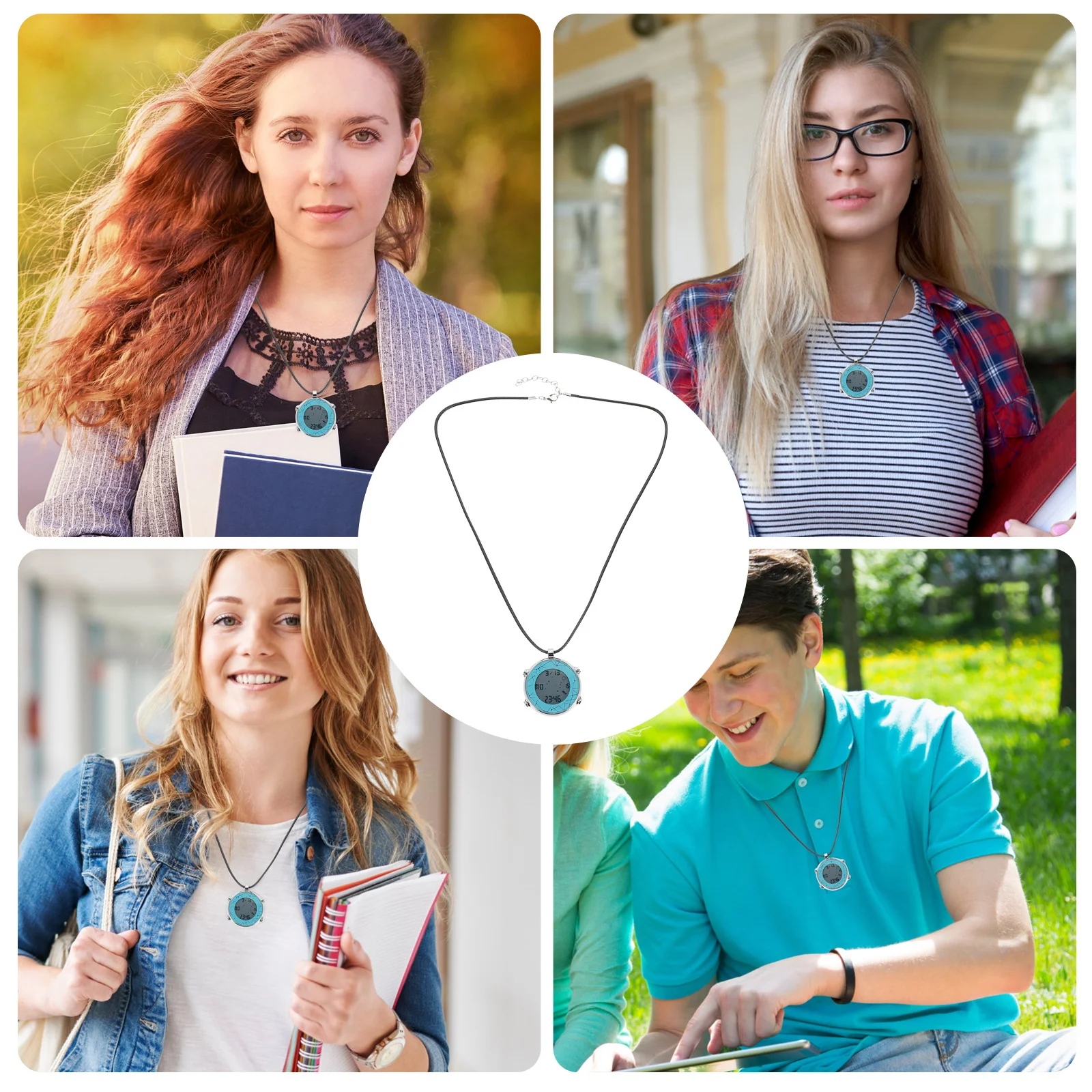 

Electronic Pocket Watch Small Digital Neck Hanging Watch Multifunction Alarm Chronograph Calendar Week Month Display