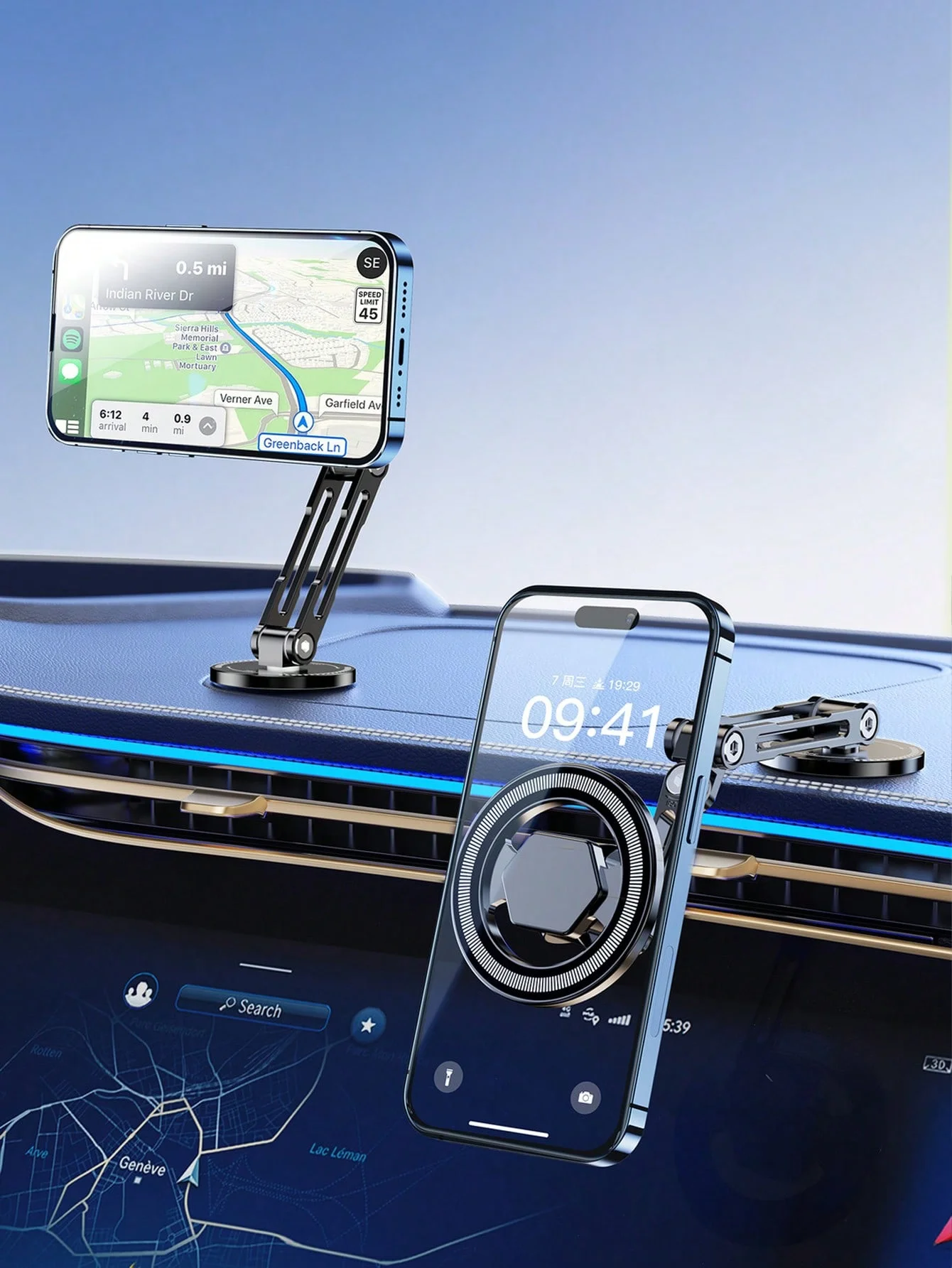 

Universal MagSafe Car Mount for iPhone - 1080° Rotating Aluminum Alloy Phone Holder, 3-Axis Adjustable Foldable Dashboard Vent M