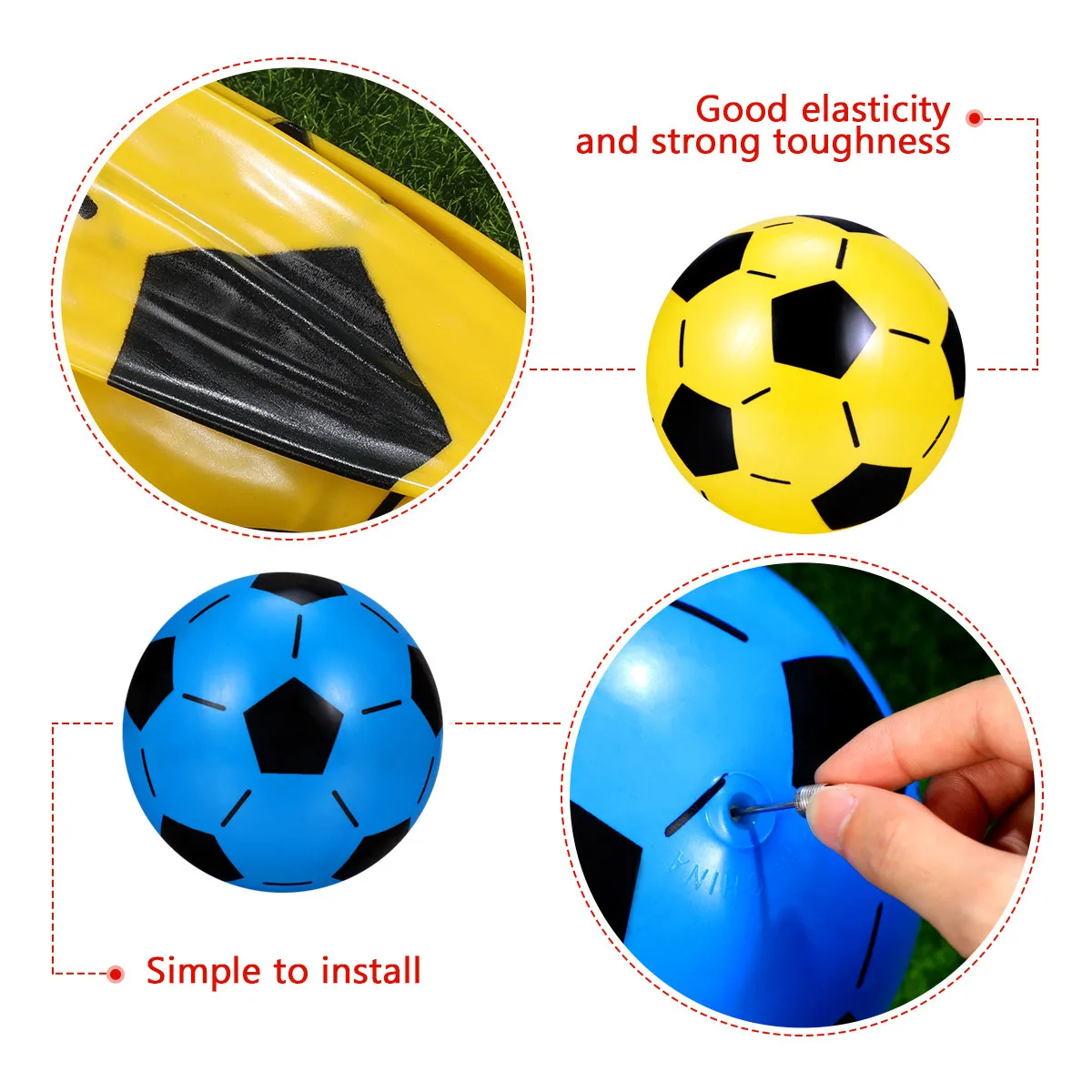 6Pcs 20Cm Inflatable Soccer Balls for Kids Learning Catch Motor Skills Hand Exercise Bouncy Mini Footballs Ball Favors