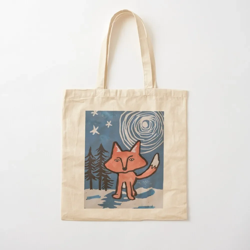 Fox in Winter linocut Tote Bag Women's shopper female bag tote bags men Tote Bag