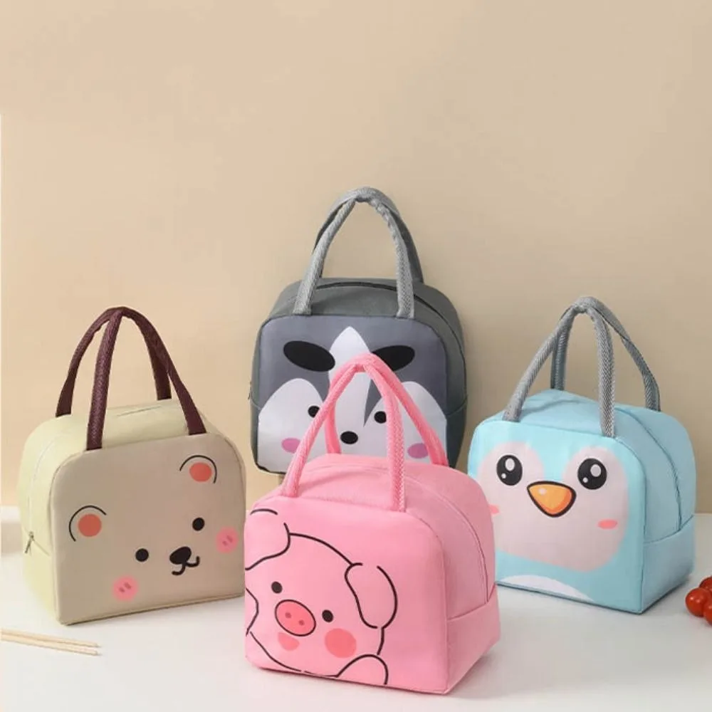 Pouch Cartoon Animals Pattern Thermal Lunch Bags Aluminum Foil Lining Thickened Lunchbox Bag Waterproof Lunch Box Handbag Office