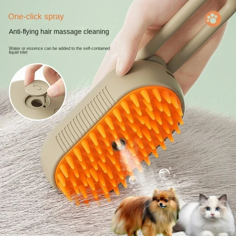

Steamy Dog Brush Electric Spray Cat Hair Brush 3 in1 Dog Steamer Brush for Massage Pet Grooming Removing Tangled and Loose Hair