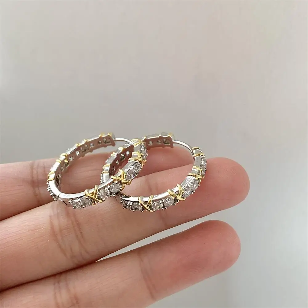 Vintage Hoop Earring AAAAA Zircon 925 Sterling Silver Party Wedding Earrings for Women Bridal Promise Engagement Jewelry Gift