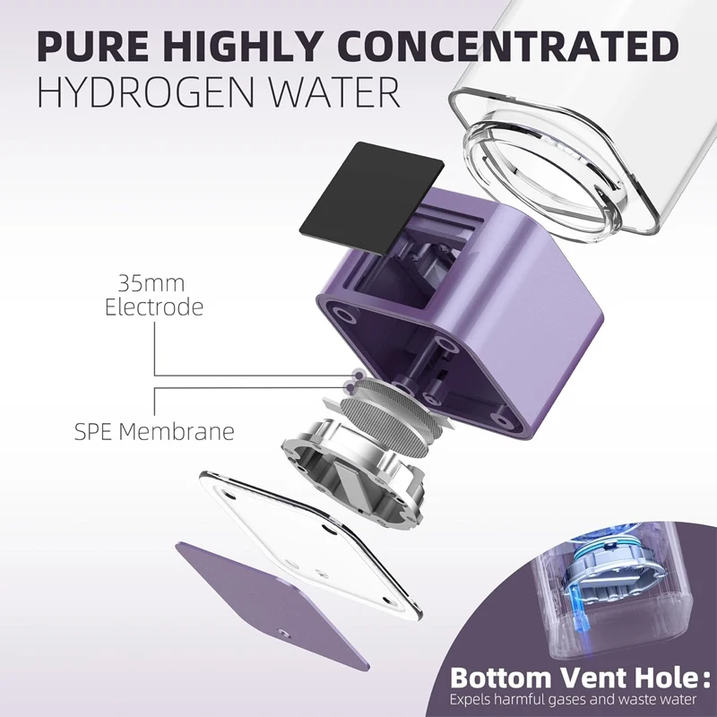 9000PPB الهيدروجين المياه المؤين الذكية لمس التحكم مولد الهيدروجين زجاجة قارورة 350 مللي الهيدروجين صانع المياه القلوية
