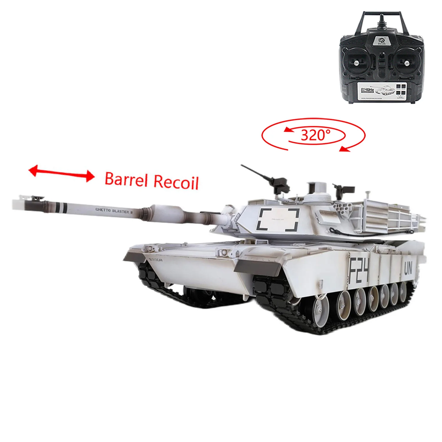 RTR 1:16 RC Serbatoio Henglong TK7.0 Scheda madre in plastica M1A2 Abrams 3918 Radiocomando Auto cingolate Barile Recoil BB IR Cambio in acciaio