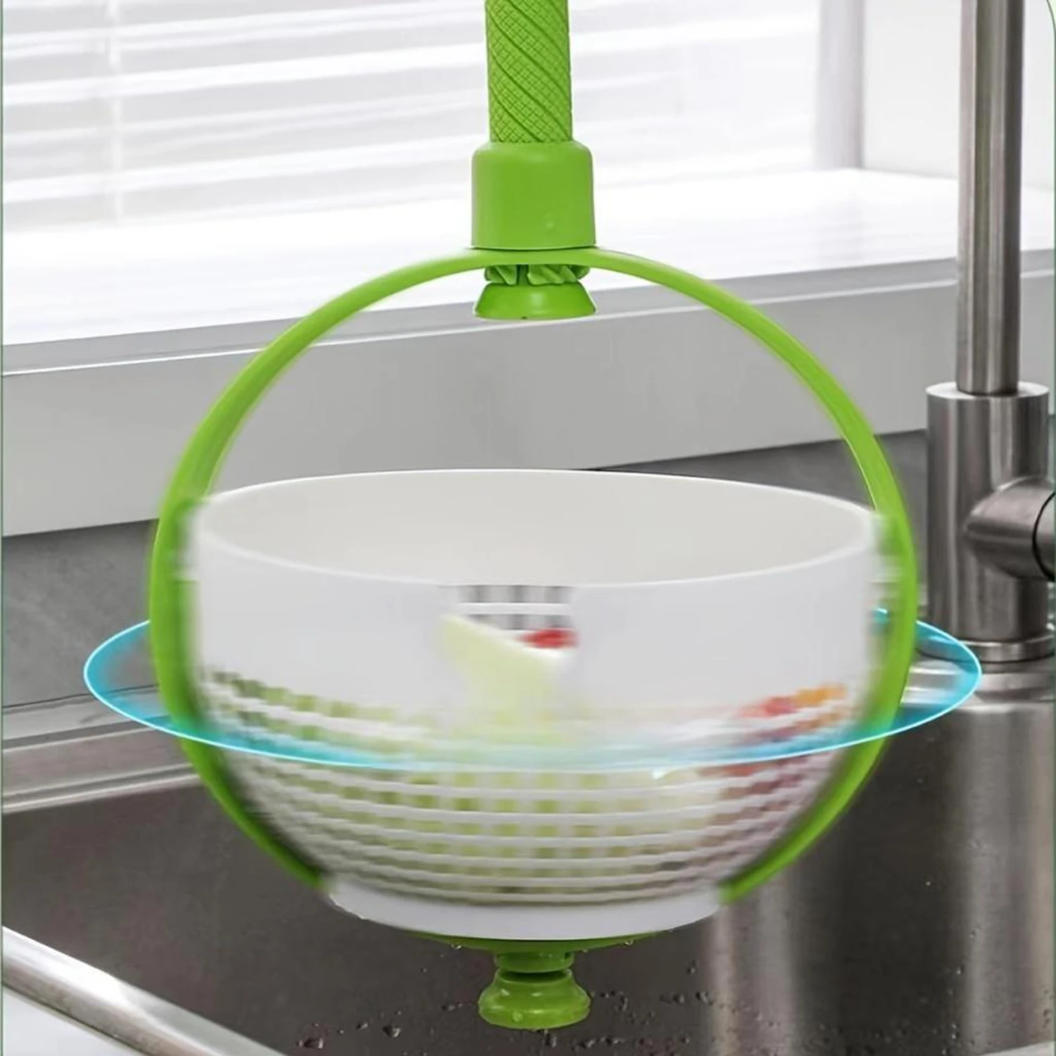 

1Pc Multi-Functional Rotating Drain Basket - Manual Press For Easy Salad Prep, Vegetable & Fruit Washing And - Durable Plastic