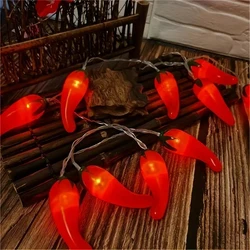 6M 40LED Chili String Lights Decor Shapped Light Indoor Battery Powered Chili String Lights for Christmas Party Bedroom 614