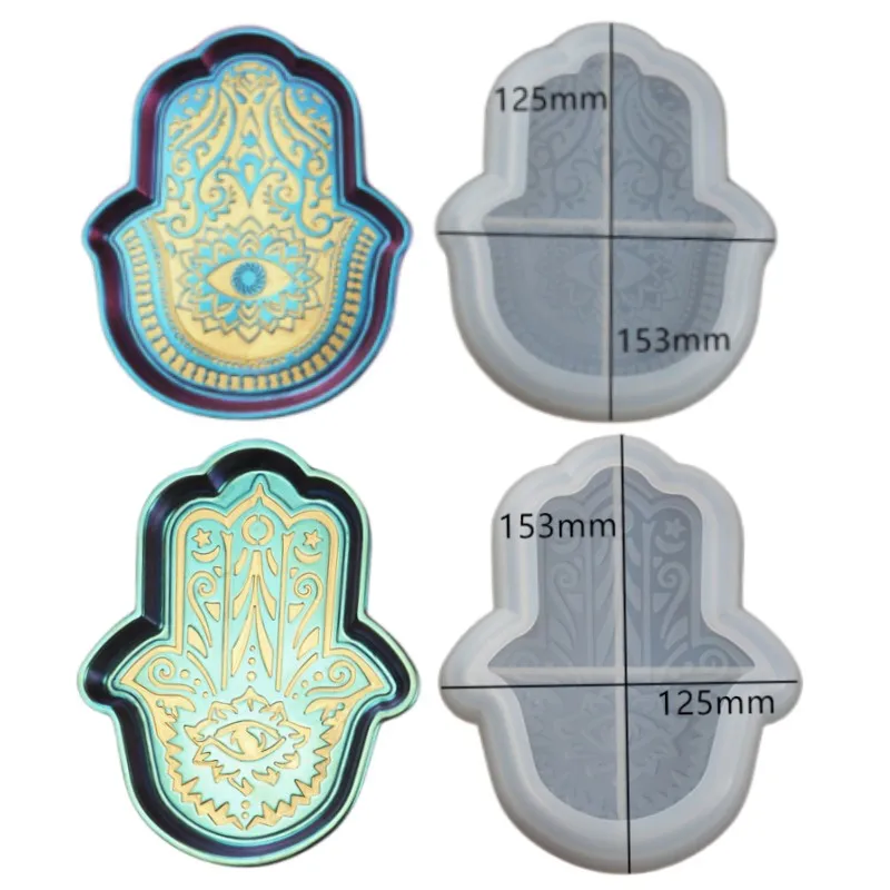 Tray Silicone Mold Storage  Palm Dish Plate Epoxy Resin Clay Casting Molds Hand Of Fatima DIY Craft Making Mould Home Decor