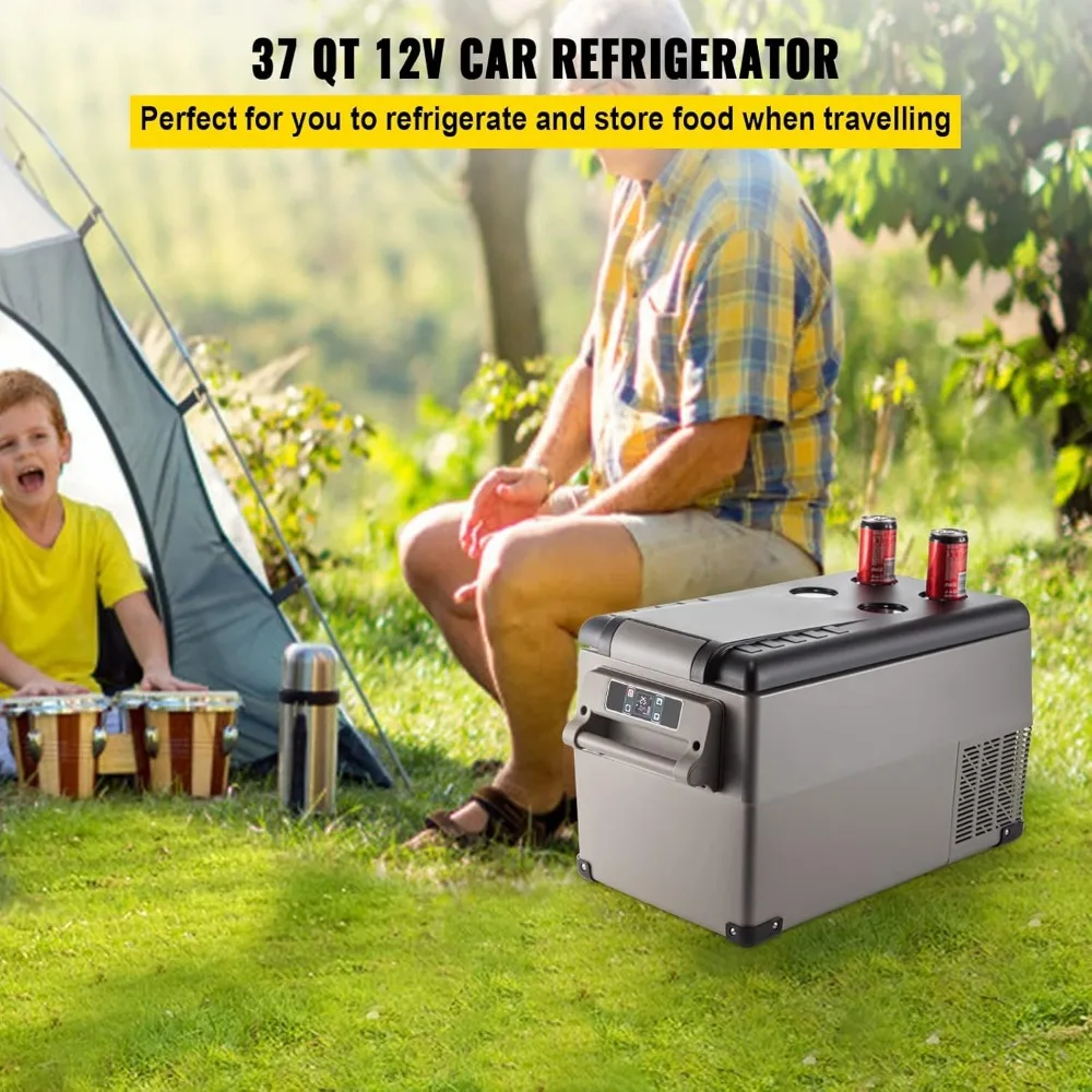 Portable Refrigerator 37 Quart(35 Liter),12 Volt Refrigerator App Control(-4℉~68℉), Car Refrigerator with 12/24 DC & 110-240 AC