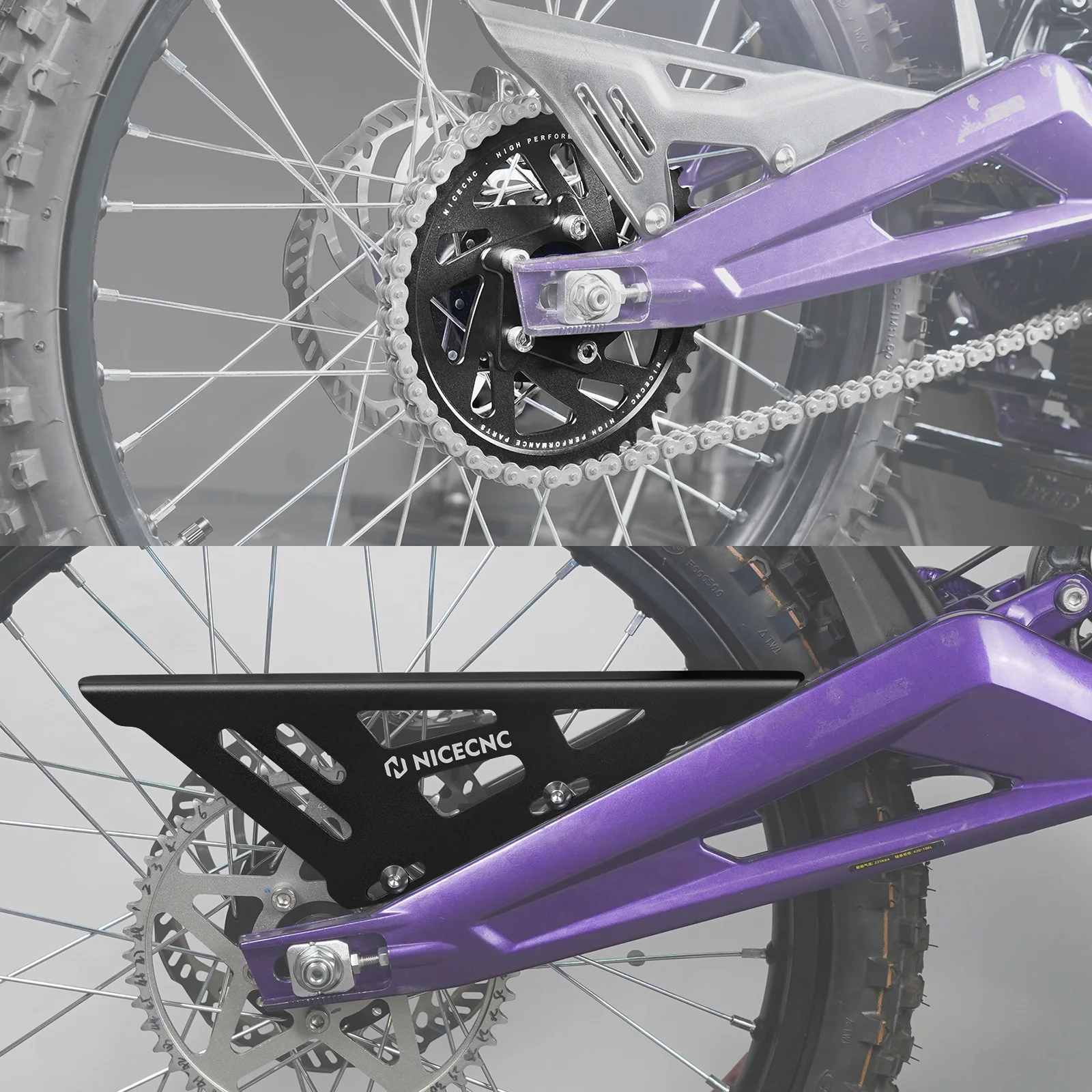 NICECNC Für Surron Light Bee X S L1E 2017-2024 Segway X160 X260 Elektro-Dirtbike 48T Hinteres Kettenrad mit Kettenschutz – Detail 4