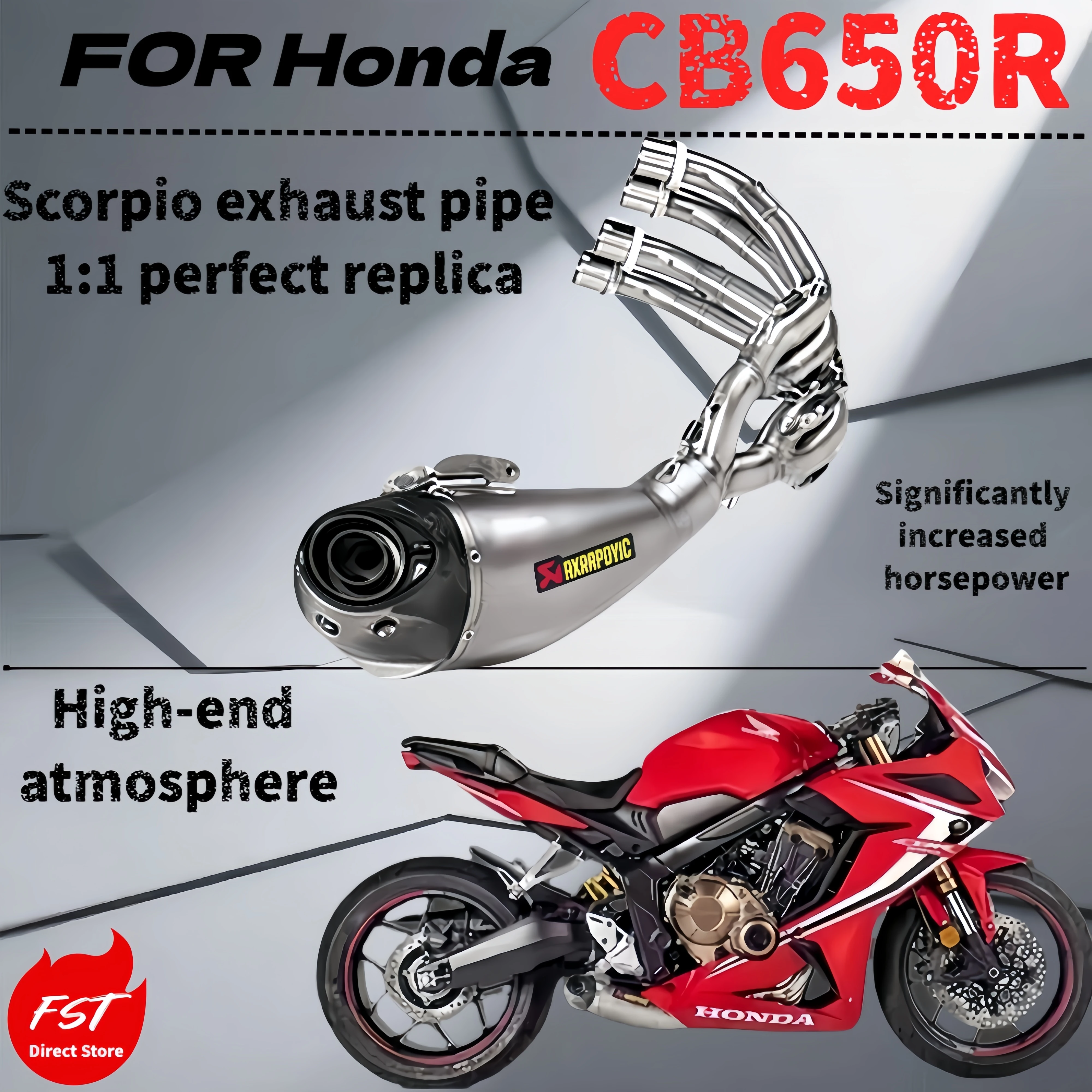

【Honda CB650-R Exhaust】Stainless Steel High Performance Muffler - Deep Sound and 5 HP Power Upgrade - Scorpio Exhaust
