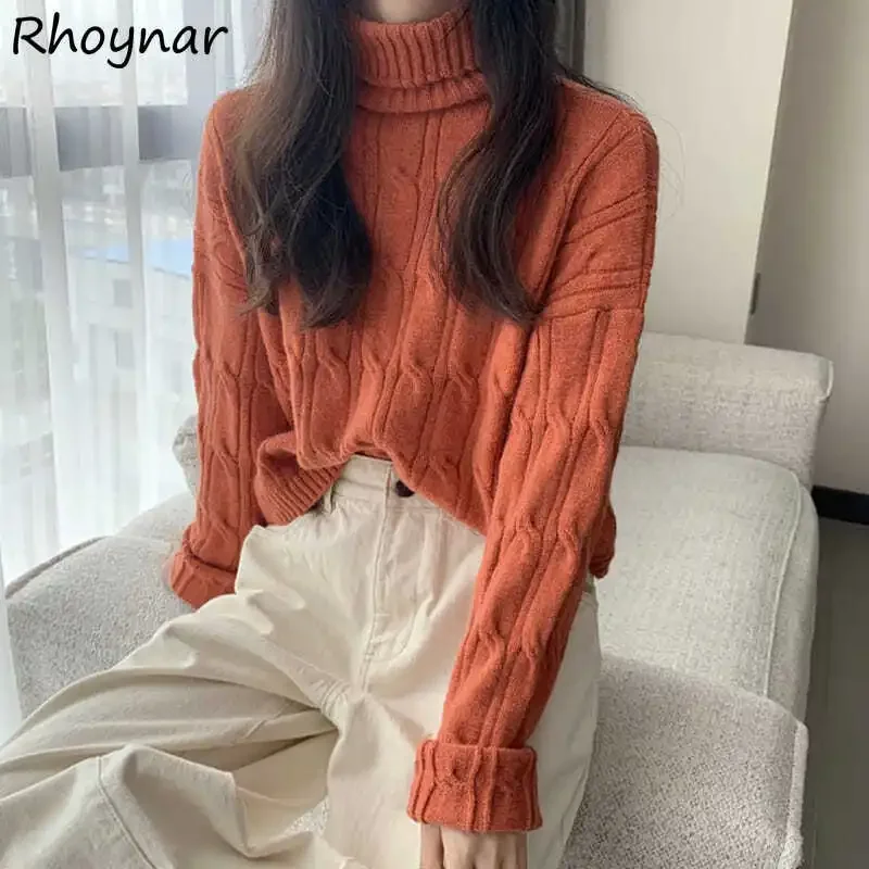 

Turtleneck Sweater Women Autumn Winter Thicker Loose Street Wear Ulzzang Long Sleeve Warm New Arrival Girls Trendy Casual Ins