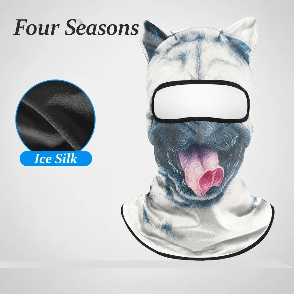 Animal Pattern Balaclava Mask Windproof Ice Silk Full Face Mask Breathable Skin Friendly Eared Head Cover Cycling/Party/Outdoor