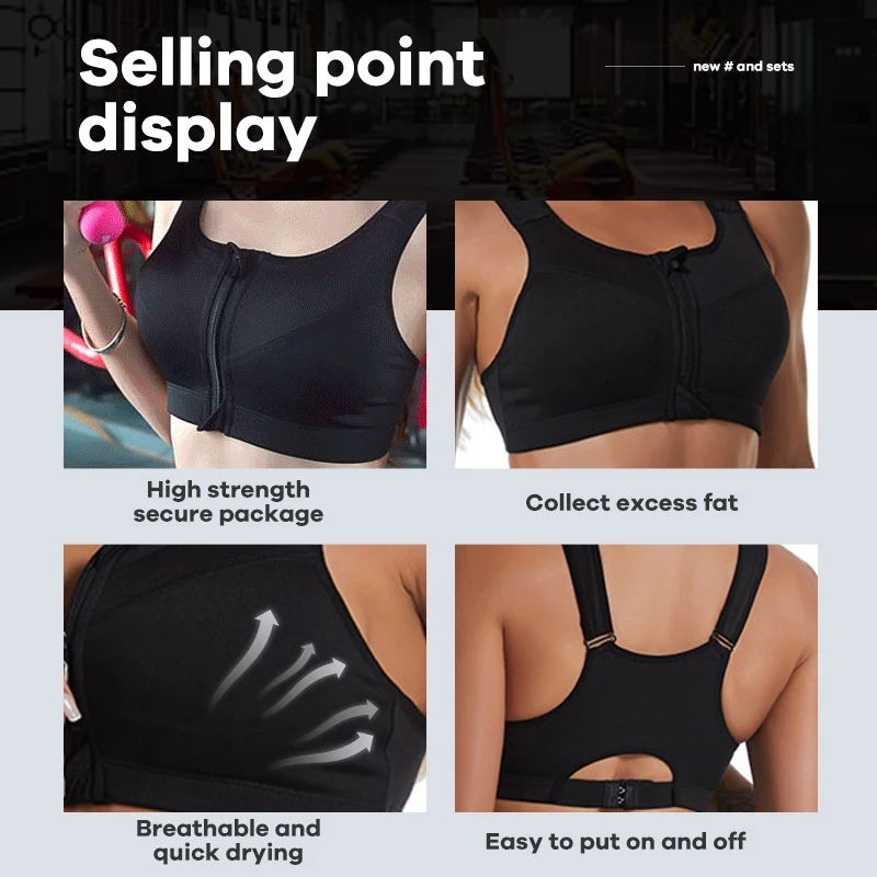 S-2XL Popular Sports Top Yoga Bra Women's Shockproof Sports Shirt Sports Bra Front Zipper Women's Push Up Bra Sportswear image 6