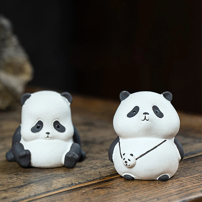 

Yixing Purple Sand Creative Tea Pet Handmade Giant Panda Kung Fu Tea Ceremony Accessories Tea Set Tea Tray Decoration Ornaments