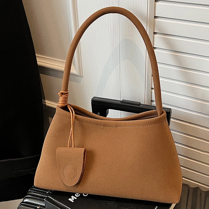 

Retro Frosted Suede Handbag for Women High-end Solid Color Versatile Shoulder Bag Korean Style Large Capacity Casual Tote Bags