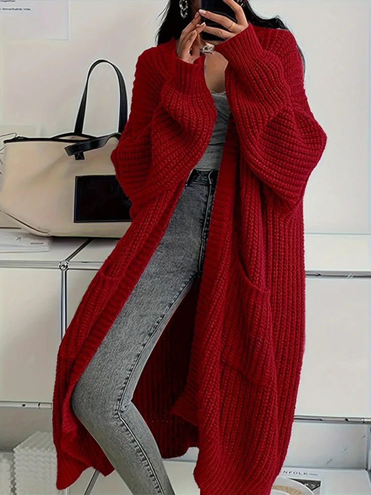 Loose Warm Knitwear Sweaters Female Outwear Autumn Winter Fashion Vintage Full Sleeve Long Cardigan Women Casual Sweater Coats