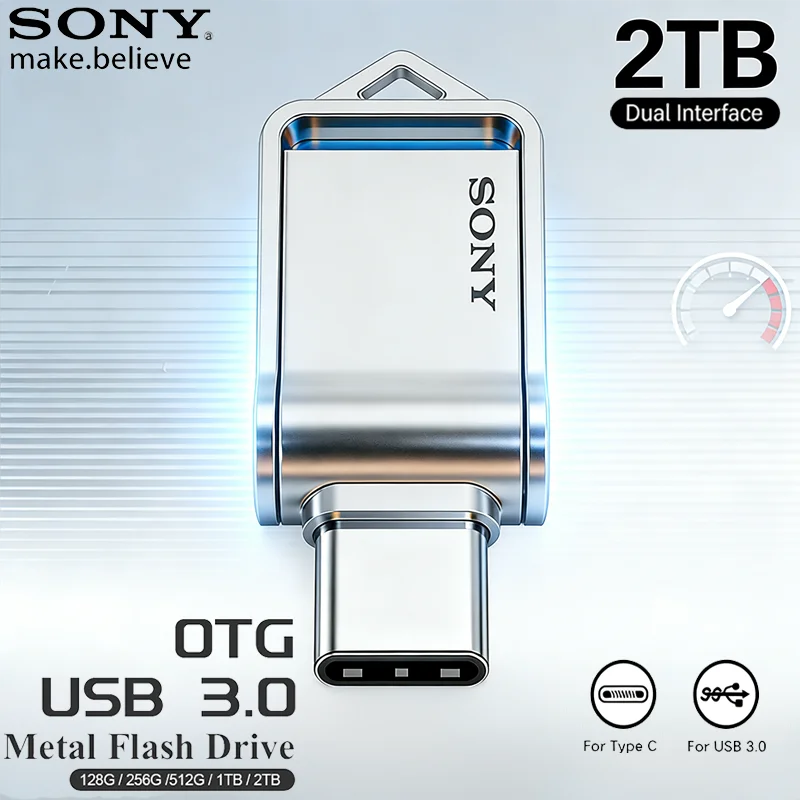 

USB-накопитель SONY 2 ТБ, высокоскоростной флеш-накопитель Type-C, 512 ГБ, 256 ГБ, металлический флеш-накопитель, 1 ТБ, портативная USB-флешка для телефона Xiaomi